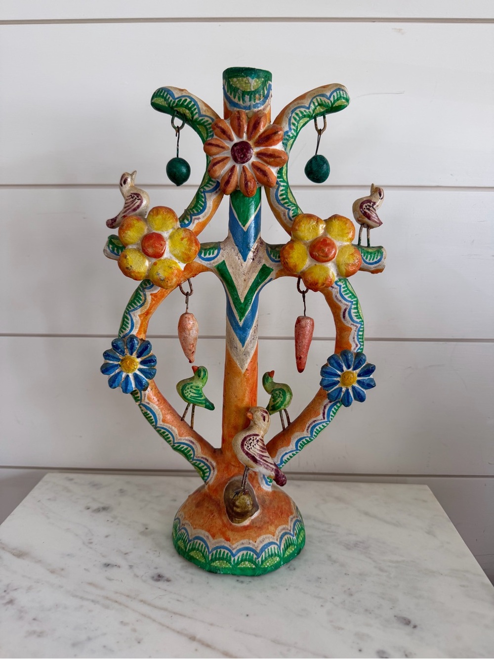 Vintage Mexican Tree of Life Candle Holder